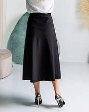 Спідниця жіноча "Валя" чорного кольору трапеція з трикотажної тканини розміри від 46 до 56, фото 3