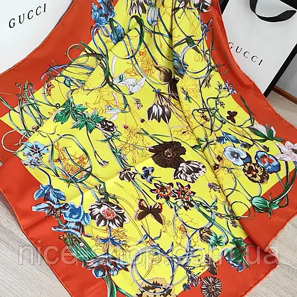 Хустка Gucci шовкова з ручною підшивкою, фото 6