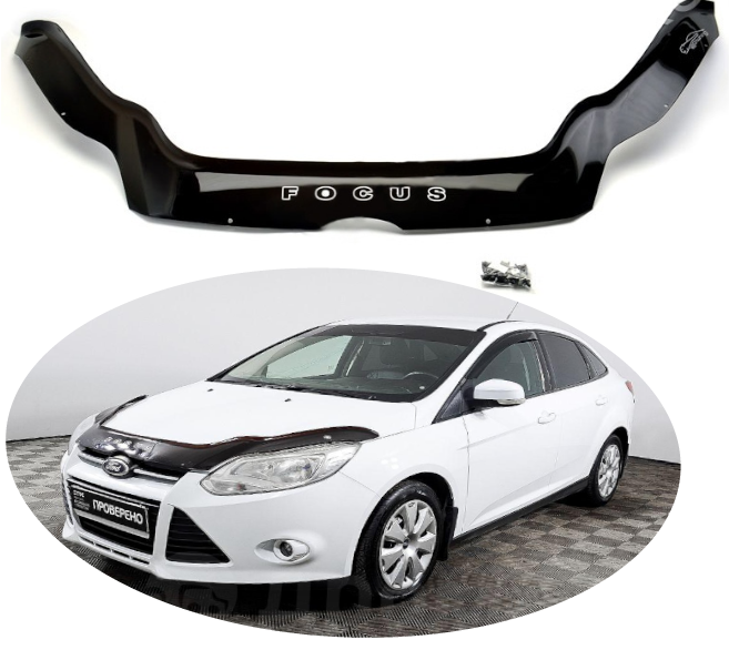 Дефлектор капота на Ford Focus III 2011-2015 євро кріплення VIP