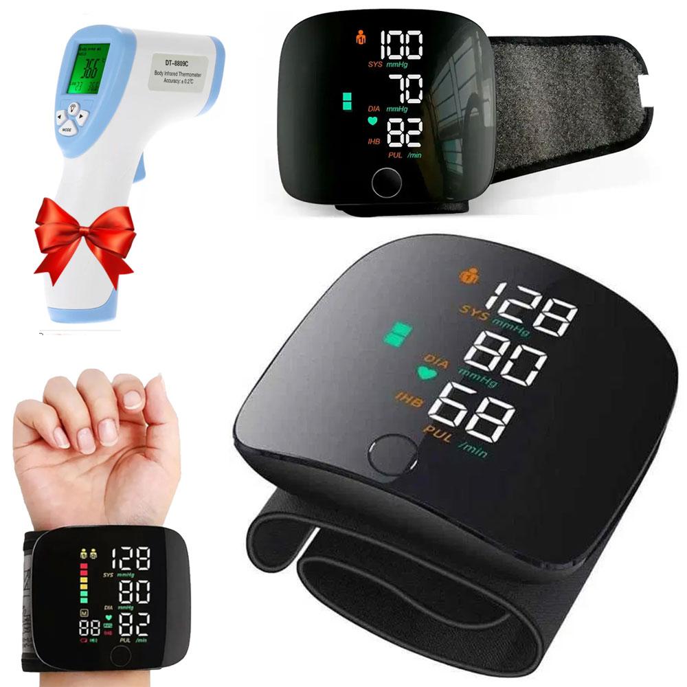 Тонометр на зап'ястя LY-84 + Подарунок Безконтактний термометр / Апарат для вимірювання тиску з голосом, фото 1