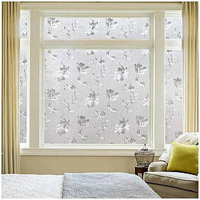 Вітражна плівка самоклеюча для вікон, самоклейка на скло рулон 2 м, Гібіскус