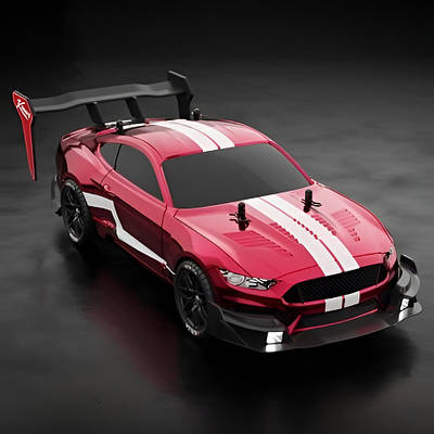 Машинка для дріфту на радіокеруванні та Led світлом 4WD повний привід 1:14 Mustang Red