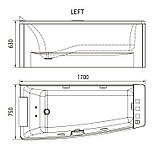 Ванна гідромасажна 1700*750*630мм акрилова лiва, фото 2