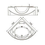Ванна гідромасажна кутова 1500*1500*630мм акрилова, фото 2