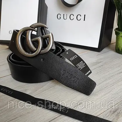 Ремінь Gucci шкіряний чорний, фото 4