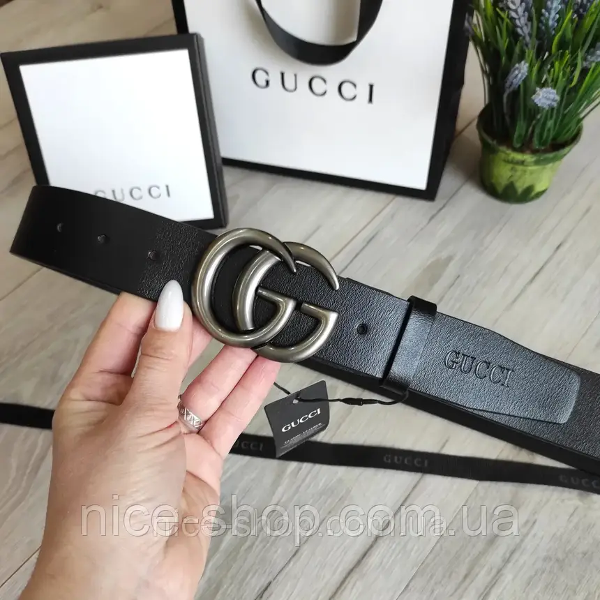 Ремінь Gucci шкіряний чорний, фото 1