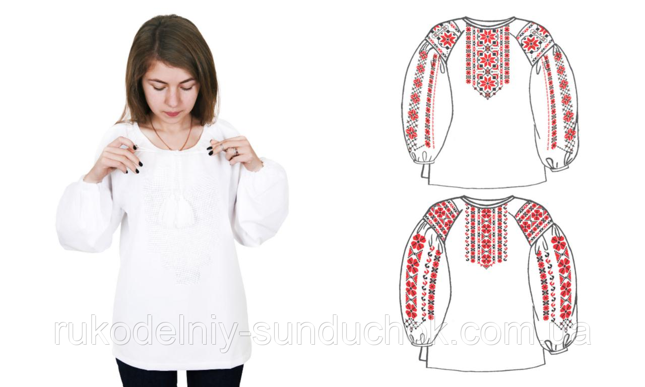 Сорочка жіноча під вишивку, біла, довгий рукав, ТПК-162 38-11/08