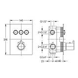SMART CLICK змішувач прихованого монтажу (термостат 3-F, Q, кнопки з регулюванням потоку), чорний матовий, фото 2