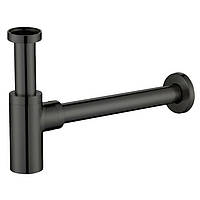 Сифон для умивальника з циліндричною колбою, латунь, 1 1/4», патрубок Ø32 мм, pistola gris