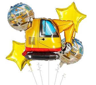 Фонтан із кульок техніка Екскаватор золоті зірки