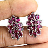 Сережки. Натуральний родоліт гранат. Срібло 925., фото 3