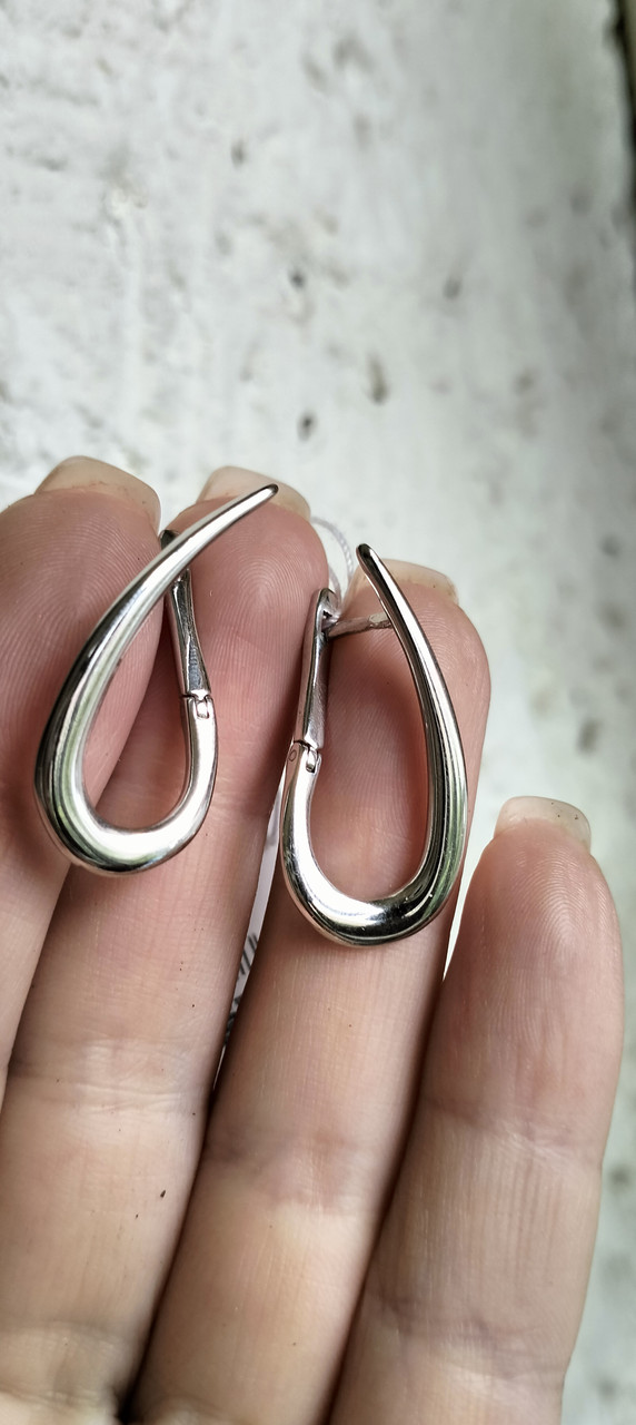 Срібні сережки без каменів Каталонія, фото 1