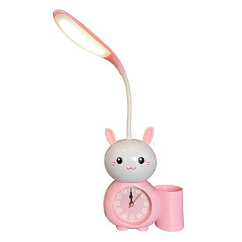 Дитячий настільний годинник з LED лампою та органайзером для ручок Alarm clock XL-800 Настільний годинник Рожевий