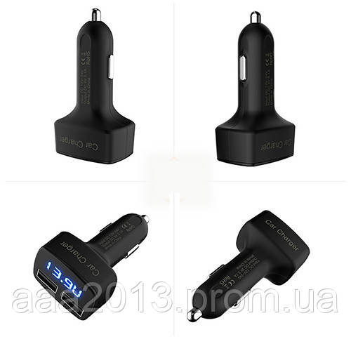 АВТО зарядка USB 2А, тестер,вольтметр, термометр, амперметр в прикуриватель двойной 4в1 - фото 6 - id-p474166159