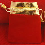 Мішечок з оксамиту та золотистої парчі 12х16 см. для упаковки, зберігання прикрас, подарунків, та інших речей, фото 10