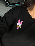 Жіночий чорний комплект футболка та велосипедки з принтом Дейзі Дак, фото 6
