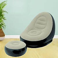 Надувне крісло з пуфиком м'яке повітряне для дому надувний диван портативний