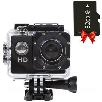 Екшн камера HD, A7, ACTION CAMERA + Картка пам'яті на 32GB / Водонепроникна екшн камера