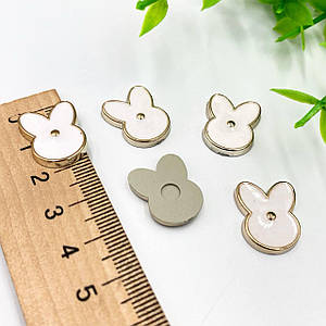 Кабошон / «Зайчик» / Окантовка Золото / 2*1,5см / Упаковка - 5 шт / Білий