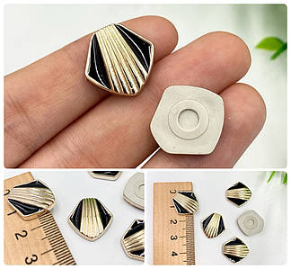 Кабошон / Окантовка Золото / 1,5*1,8см / Упаковка - 5 шт / Чорний