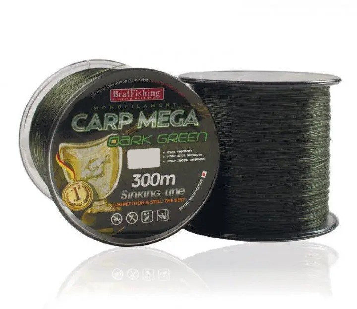 Жилка BratFishing CARP MEGA DARK GREEN 300 m / 0.33 mm, фото 1