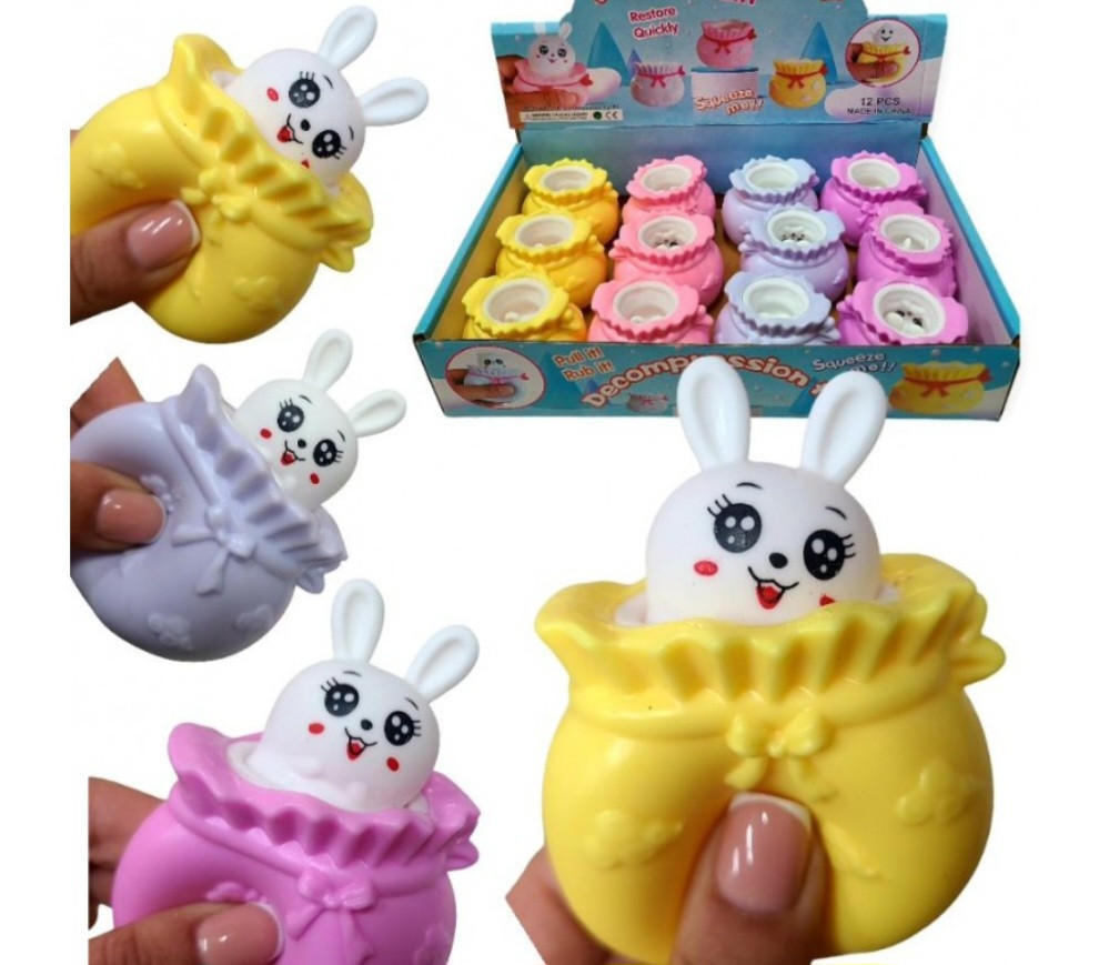 Дитячий антистрес зайчик в корзинці