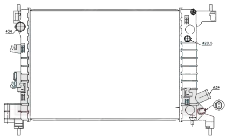 Радіатор охолодження двигуна Chevrolet Aveo T300 SDN/HB 11-16 МКПП; 550X396X17 Koyorad с/без конд., алюмін./пластик, 1.4, паяний, фото 1