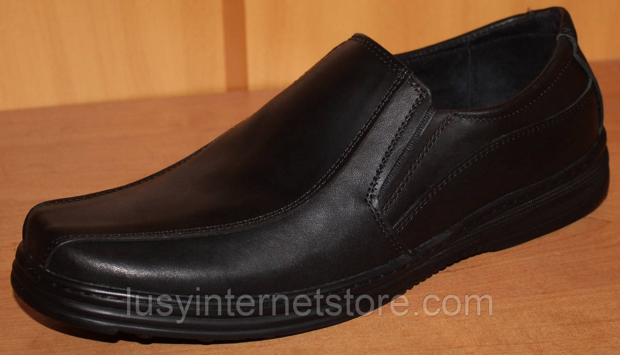 Туфли мужские черные кожаные от производителя модель АМТ126 - фото 1 - id-p361874215