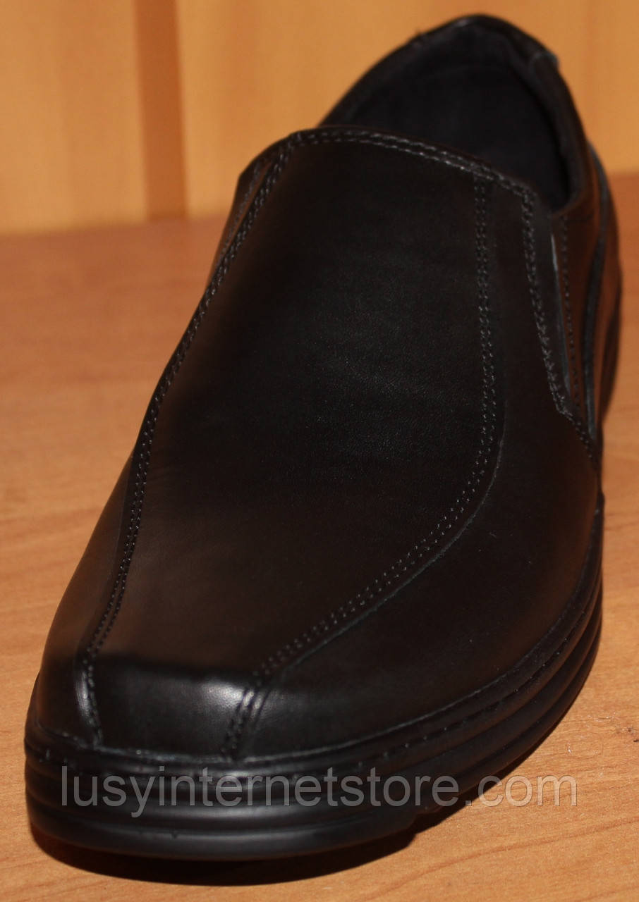 Туфли мужские черные кожаные от производителя модель АМТ126 - фото 2 - id-p361874215