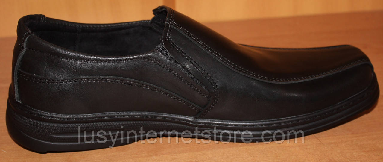 Туфли мужские черные кожаные от производителя модель АМТ126 - фото 3 - id-p361874215