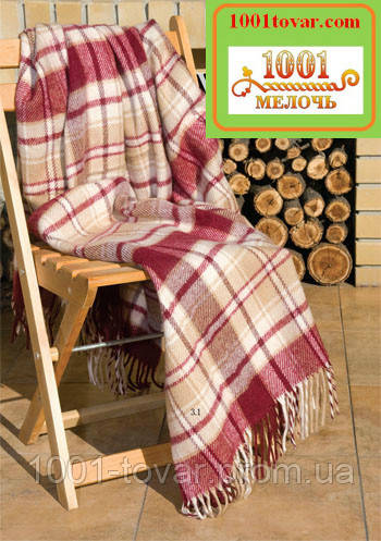 Плед чистошерстяной Ельф, з новозеландської вовни Vladi (Влади), коричневий з теракотовим, розмір 170х210 см, фото 1