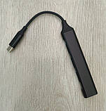 Type-c hub хаб 3.0 4 порти (USB2.0+USB3.0) Чорний, фото 3
