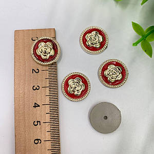 Кабошон «Квітка» / Окантовка Золото / Ø1,8 см / Упаковка - 5 шт / Червоний