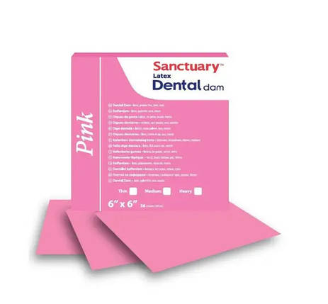 Кофердам рожевий (Pink Dental Dam), латексний з ароматом м'яти, середній (medium), (152мм x152мм) 36шт, фото 1