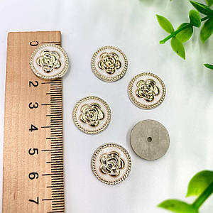 Кабошон «Квітка» / Окантовка Золото / Ø1,8 см / Упаковка - 5 шт / Білий