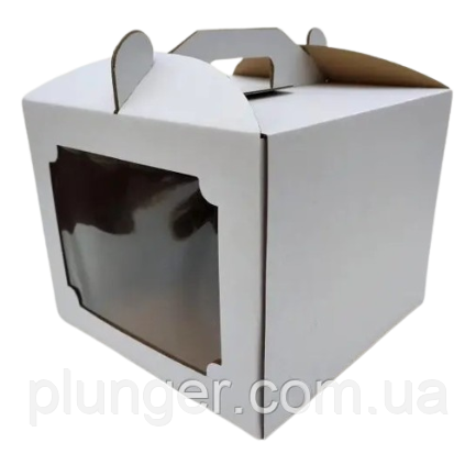 Коробка картонна для торта 30 см х 30 см х 30 см, Біла з вікном (30Т)