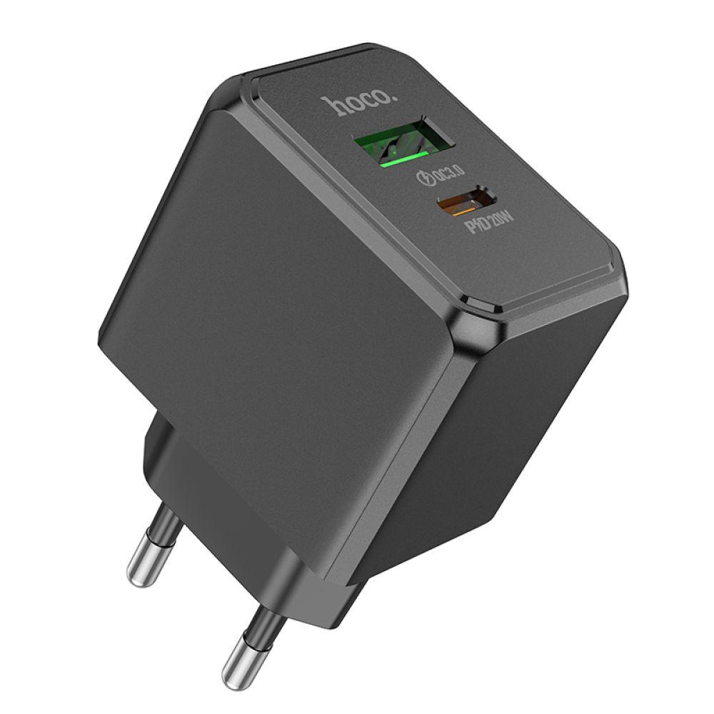 Мережевий Зарядний Пристрій Hoco CS14A 1USB-C/1USB PD/QC 20W Колір Чорний