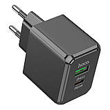 Мережевий Зарядний Пристрій Hoco CS14A 1USB-C/1USB PD/QC 20W Колір Чорний, фото 4