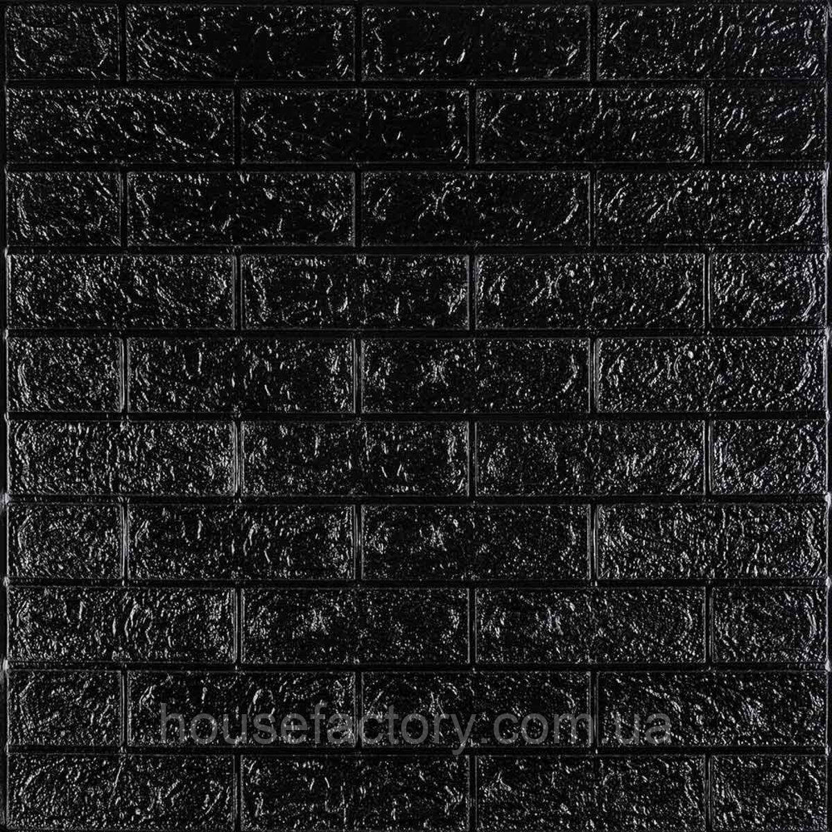 3D панель самоклеюча цегла Чорний 700х770х5мм (019-5) SW-00000151