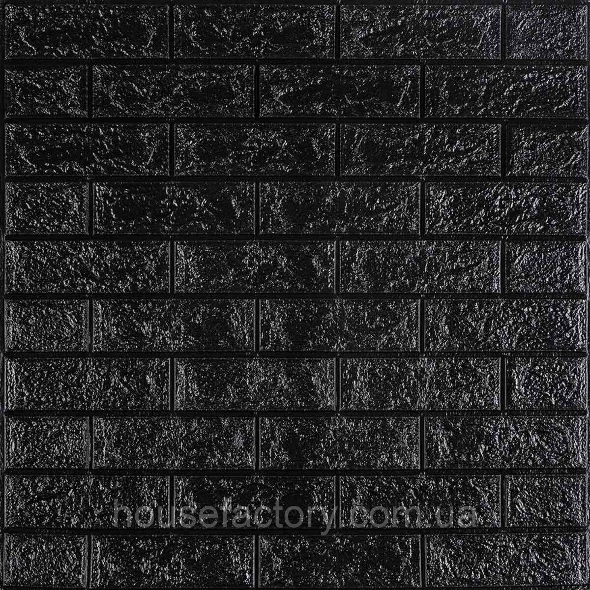 3D панель самоклеюча цегла Чорна 700х770х3мм (019-3) SW-00000584