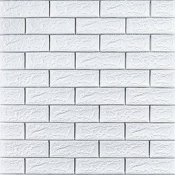 Самоклеюча 3D панель цегла біла смужка срібло 700х770х5мм (100-5) SW-00000753