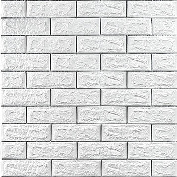 Самоклеюча 3D панель цегла біла смужка срібло 700х770х7мм (100-7) SW-00000754