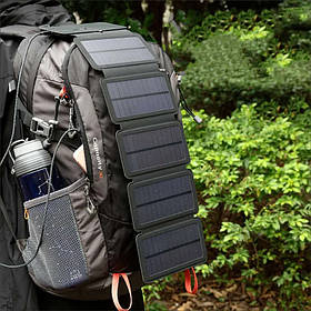 Портативна туристична сонячна панель 10W - сонячний зарядний пристрій 5В/1А для гаджетів, зовнішня зарядка на сонячних батареях