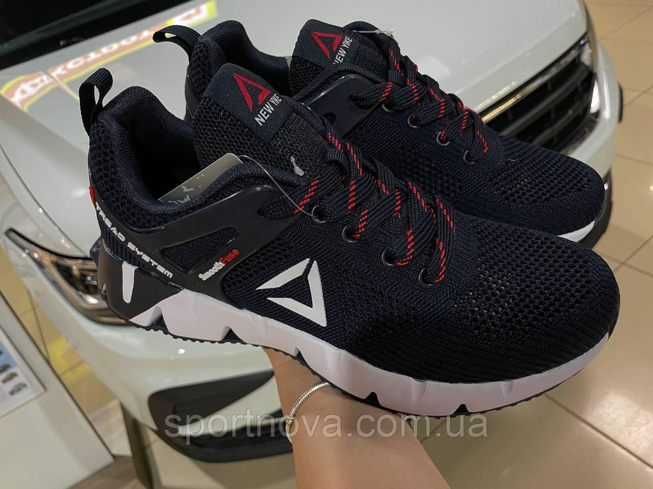 Чоловічі кросівки New Yike темно-синього кольору (текстиль та сіточка),41,45р., фото 1