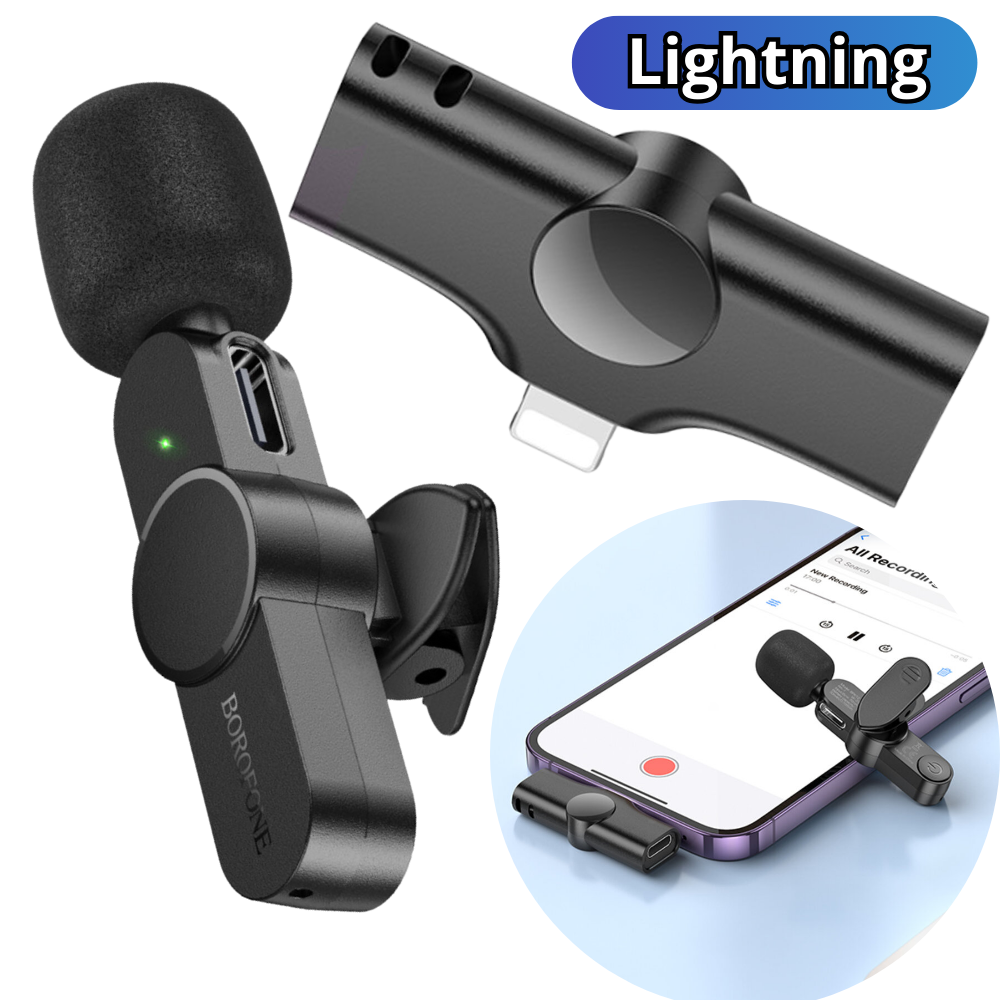 Бездротовий петличний мікрофон для iPhone ios з шумозаглушенням Петличка lightning для айфона Borofone, фото 1