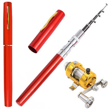 Кишенькова вудка у вигляді ручки з котушкою EL-1220, Червоний / Рибальський набір / Вудка складана / Вудка ручка