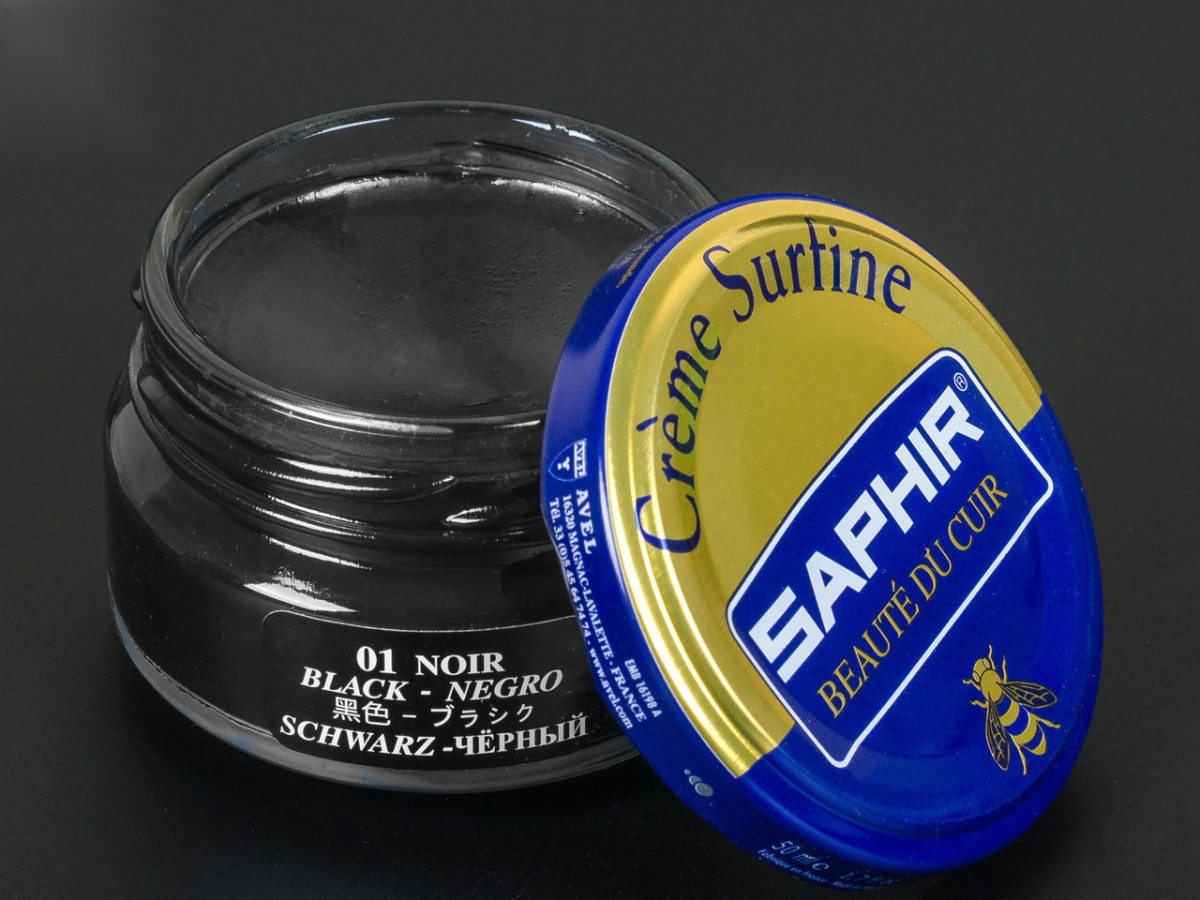 Зволожуючий крем для взуття Saphir Surfine чорний (01), 50 мл