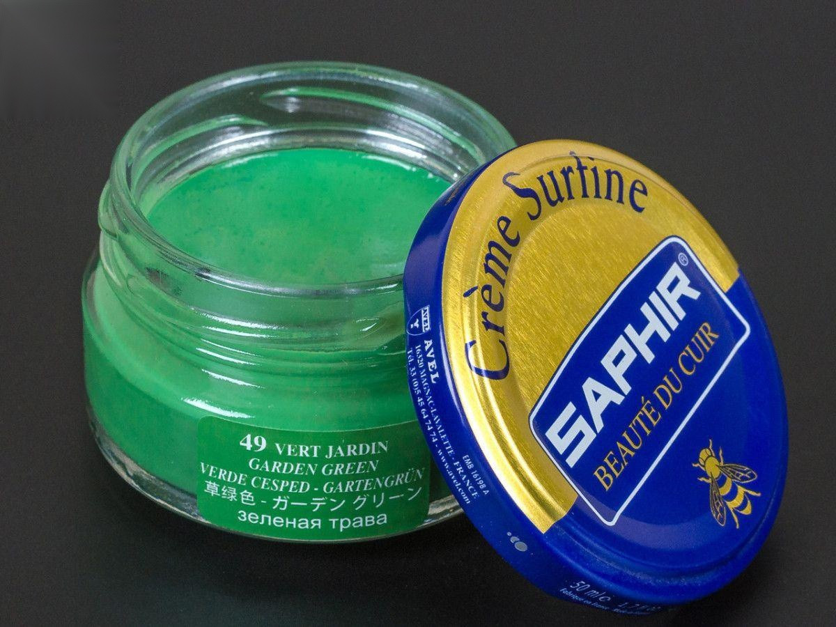 Зволожуючий крем для взуття Saphir Creme Surfine, кол. зелена трава (49), 50 мл