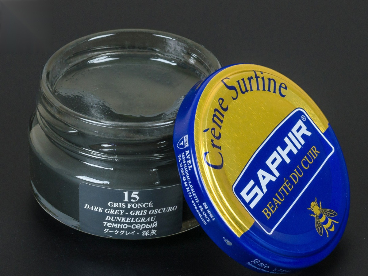 Зволожуючий крем для взуття Saphir Creme Surfine, кол. темно-сірий (15), 50 мл