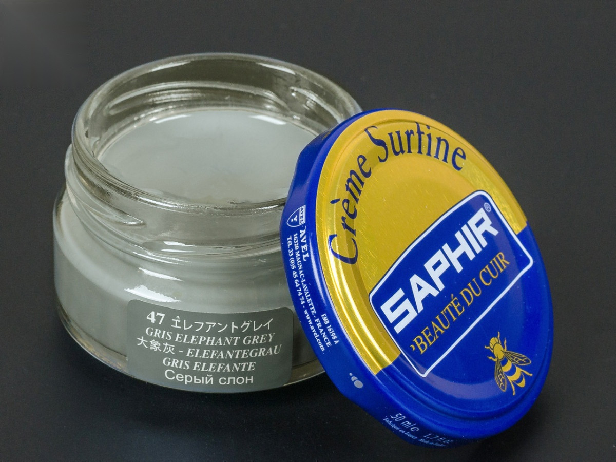 Зволожуючий крем для взуття Saphir Creme Surfine, кол. сірий слон (47), 50 мл